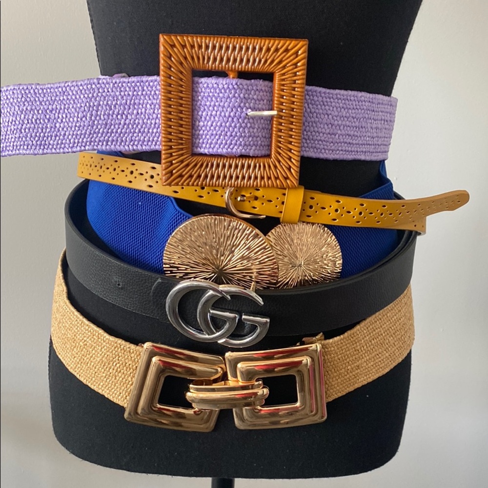 Stylish Women's Belt Collection - Purple, Gold, Black, Tan